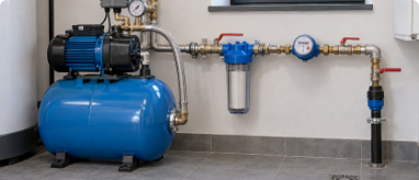 Hydrofor i zespół wodomierzowy